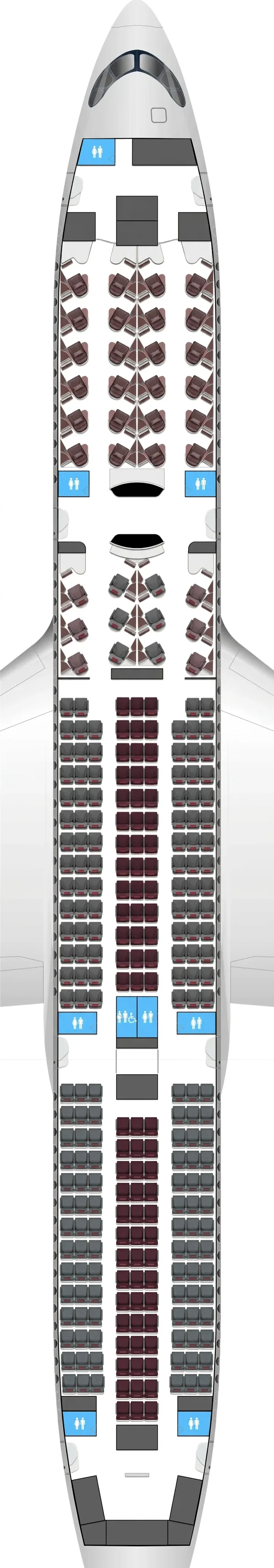 Qatar Airways Airbus A350-900 seat map
