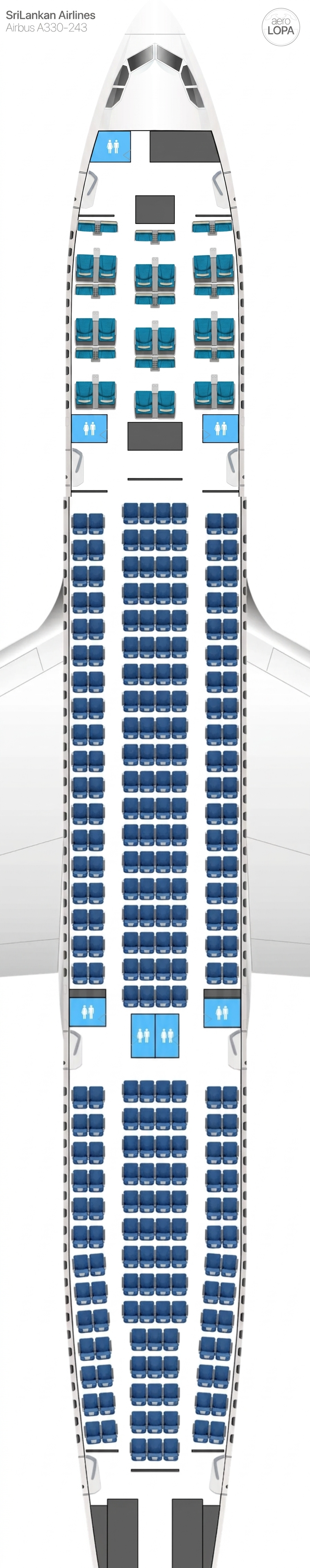 SriLankan Airlines Airbus A330-200 seat map