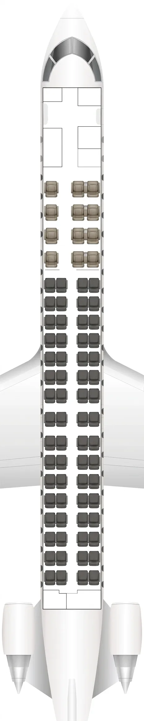 Uganda Airlines Bombardier CRJ-900 seat map